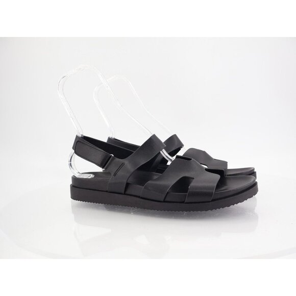Steven Steve Madden Faun Sandals Womens 11 Black Strappy Wedge Comfy Vegan - Picture 1 of 14